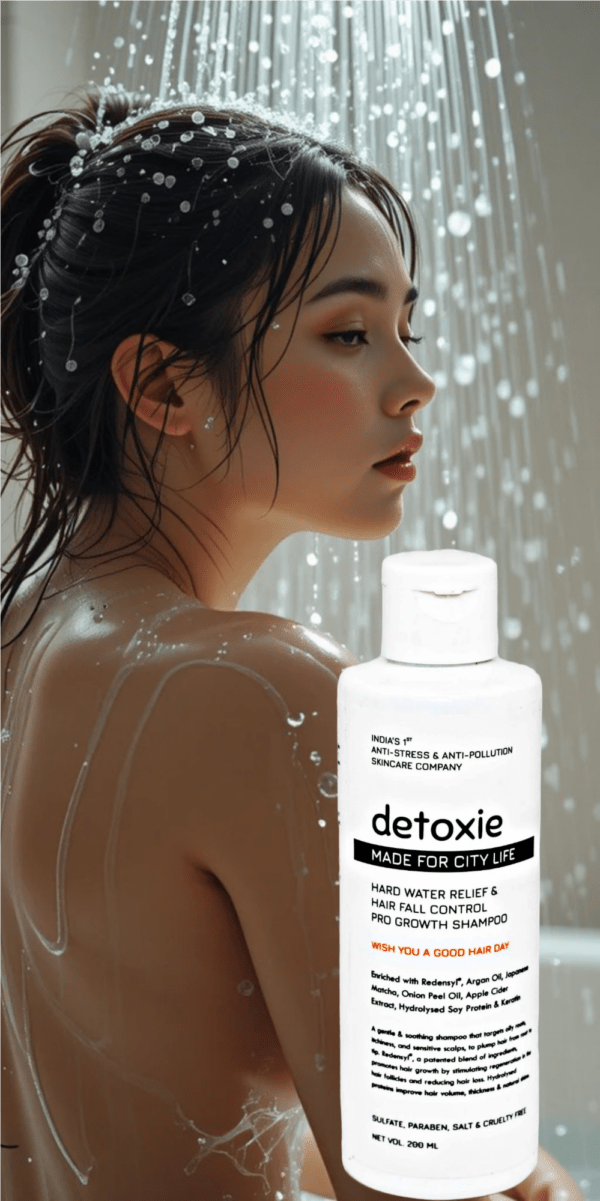 detoxie Hard Water Relief, Hair Fall Control & Pro Growth Shampoo With Redensyl, Onion Oil, Apple Cider & Japanese Matcha - Image 3