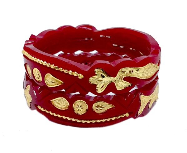 Plastic & Non-Precious Metal Gold Plated Pola Bangles Set for Women - Image 7