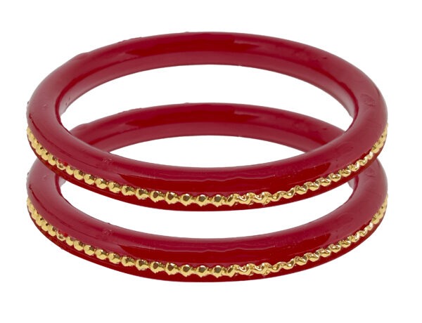 Gold Plated Bengali Bangle Red Pola For Women Pack of 2 - Image 2