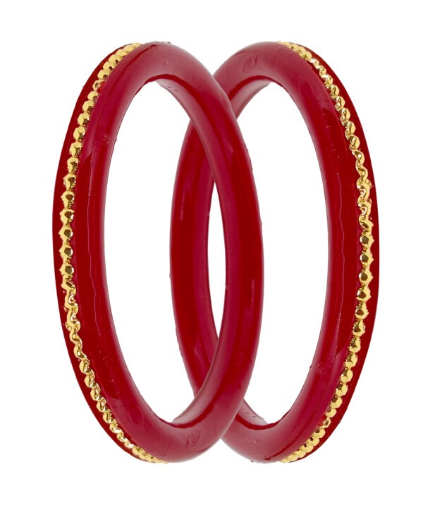 Gold Plated Bengali Bangle Red Pola For Women Pack of 2 - Image 3