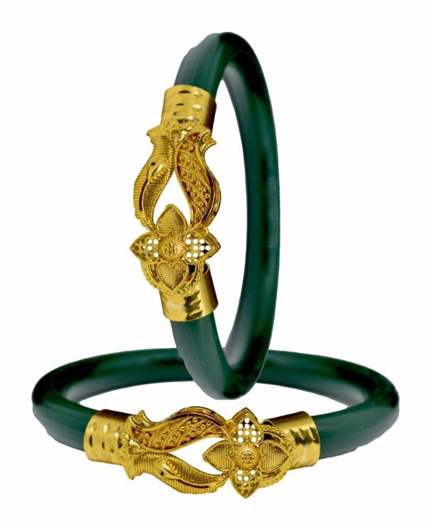 Gold Plated Plastic Bengali White Bangle 1 Pair - Image 2