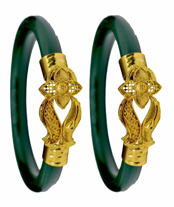 Gold Plated Plastic Bengali White Bangle 1 Pair