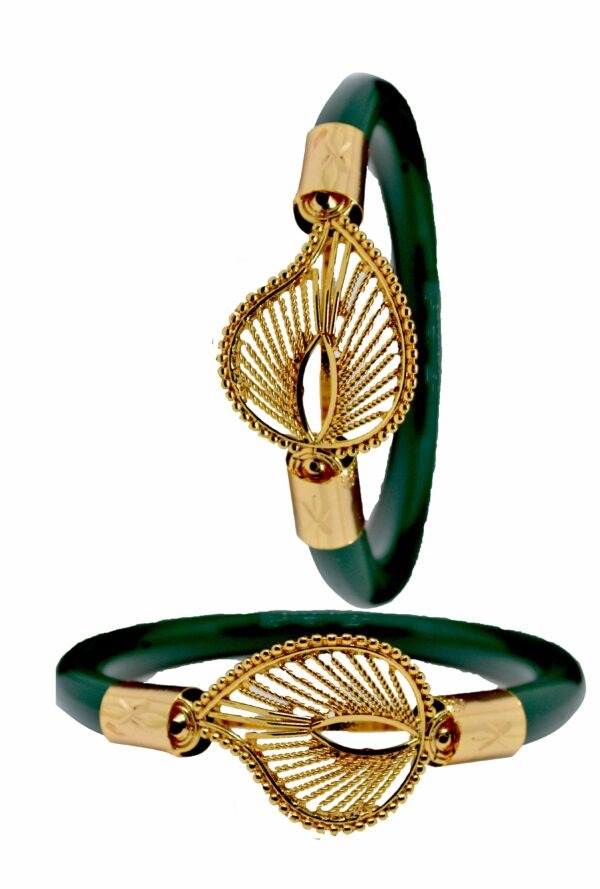 Gold Plated Plastic Bengali White Bangle 1 Pair - Image 2