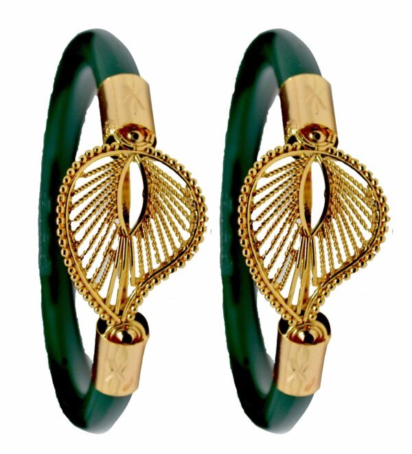 Gold Plated Plastic Bengali White Bangle 1 Pair