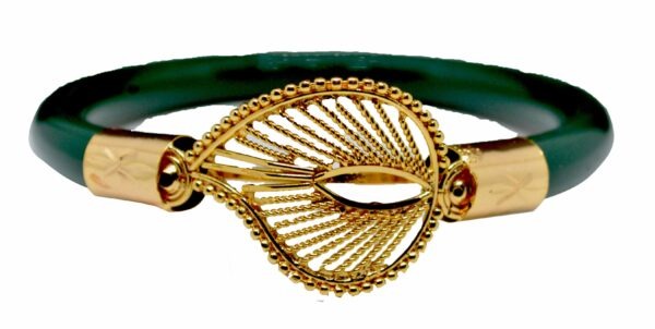 Gold Plated Plastic Bengali White Bangle 1 Pair - Image 5