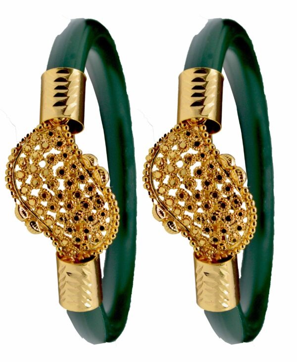 Gold Plated Plastic Bengali White Bangle 1 Pair