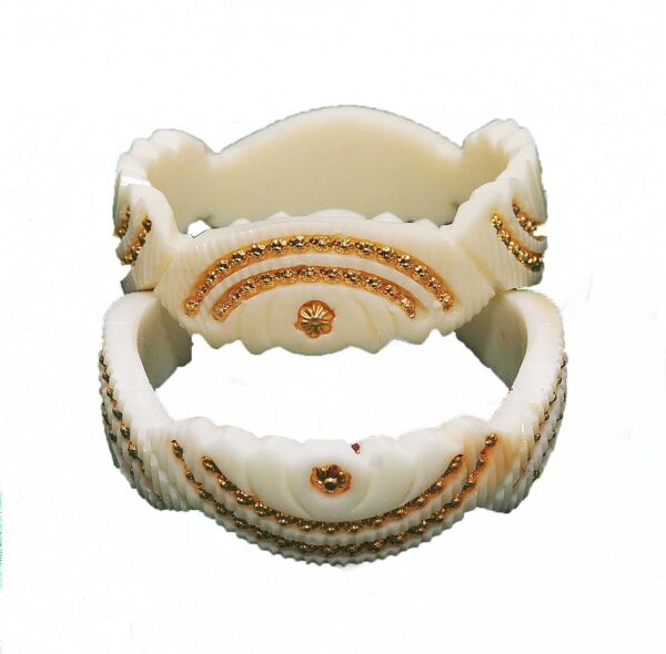 Gold Plated  Acrylic Shakha Pola Bangle Ivory Set of 2