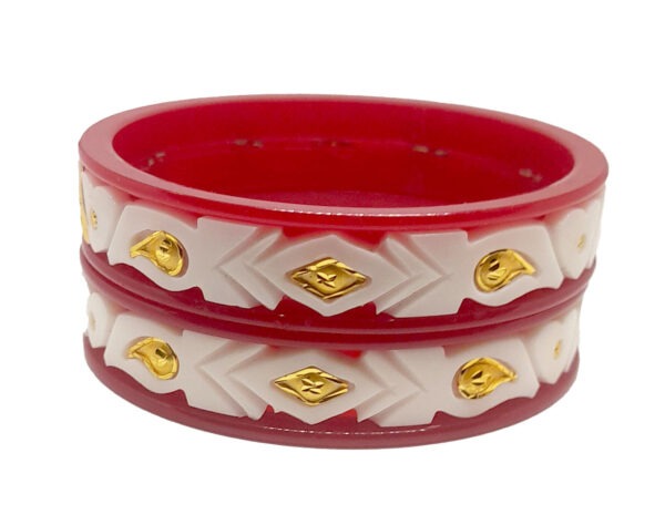 Handmade Pola Gold Plated Acrylic Bangle for Women, Red ( Pack of 2) (Copy) - Image 2