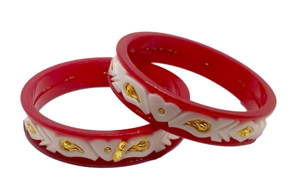 Handmade Pola Gold Plated Acrylic Bangle for Women, Red ( Pack of 2) (Copy) - Image 5