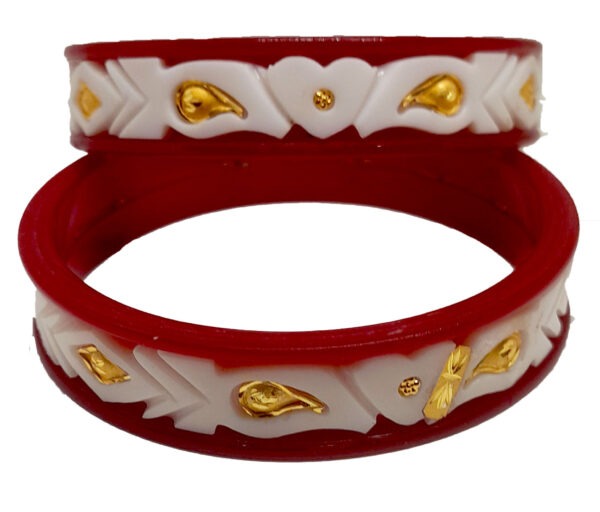 Handmade Pola Gold Plated Acrylic Bangle for Women, Red ( Pack of 2) (Copy) - Image 6