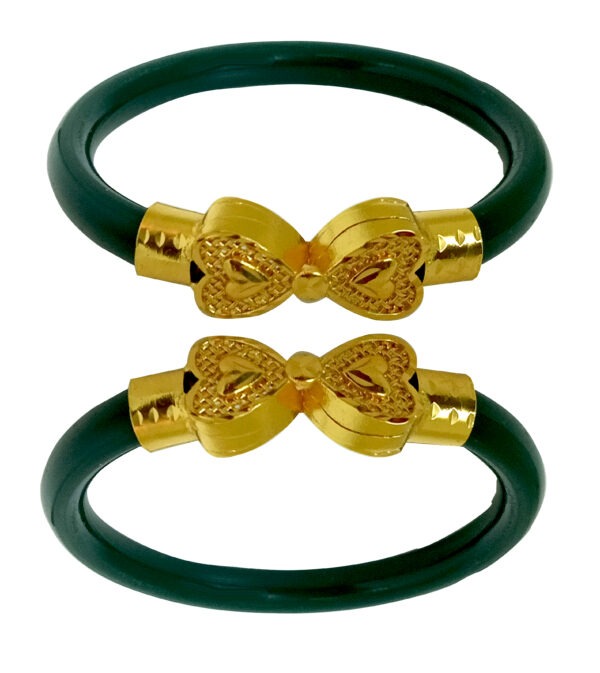 Gold Plated Plastic Bengali White Bangle 1 Pair