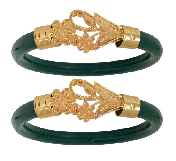 Gold Plated Plastic Bengali White Bangle 1 Pair - Image 2