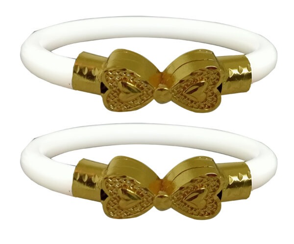 Gold Plated Plastic Bengali White Bangle 1 Pair - Image 2