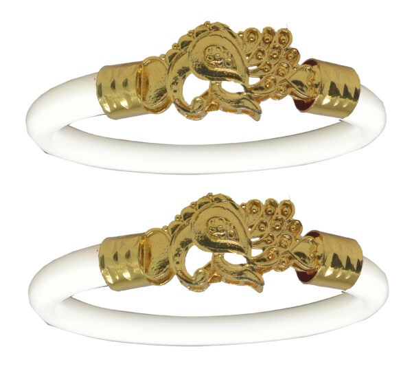 Gold Plated Plastic Bengali White Bangle 1 Pair - Image 2