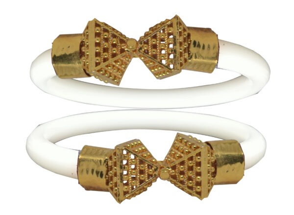 Gold Plated Plastic Bengali White Bangle 1 Pair - Image 2