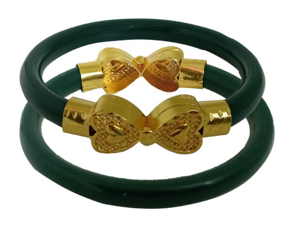 Gold Plated Plastic Bengali White Bangle 1 Pair - Image 3