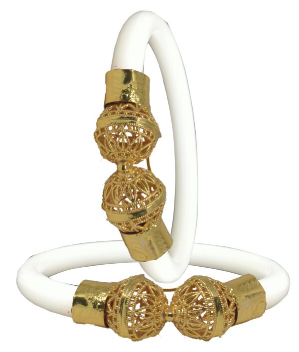 Gold Plated Plastic Bengali White Bangle 1 Pair - Image 3