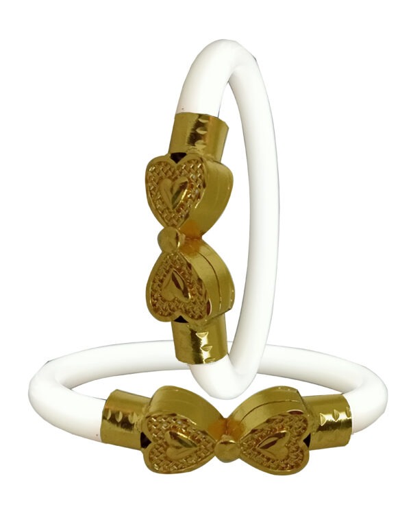 Gold Plated Plastic Bengali White Bangle 1 Pair - Image 3