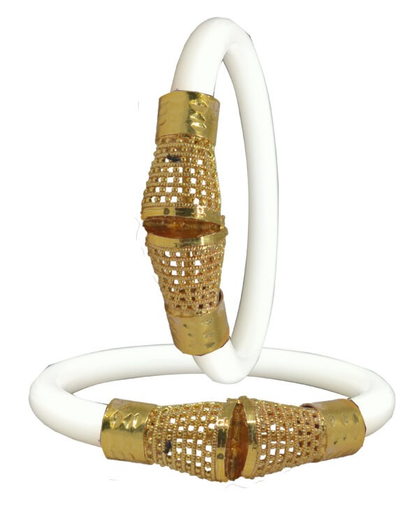 Gold Plated Plastic Bengali White Bangle 1 Pair