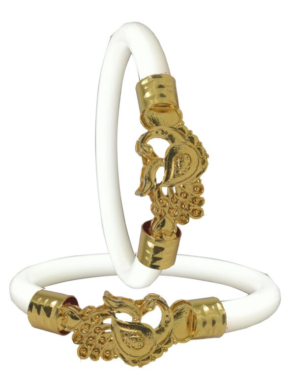 Gold Plated Plastic Bengali White Bangle 1 Pair