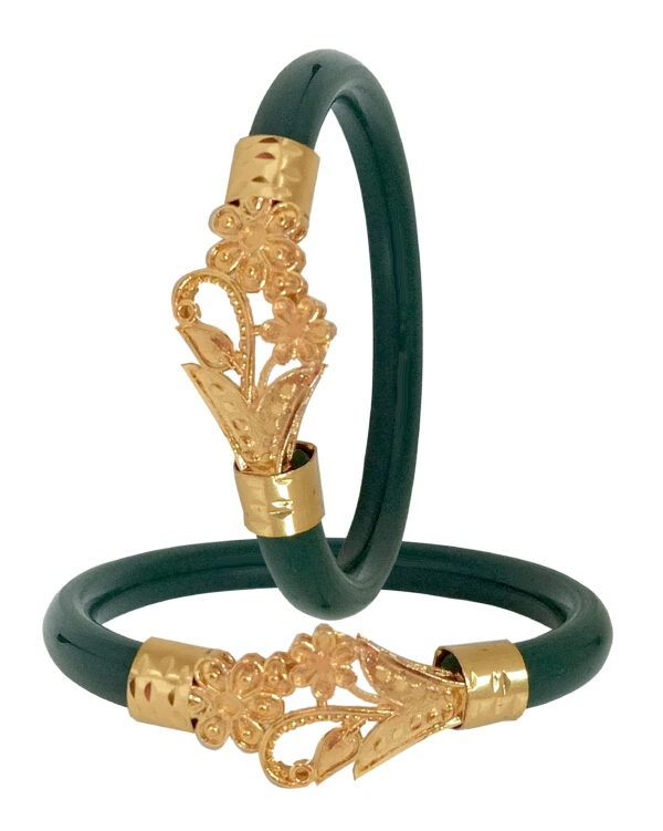 Gold Plated Plastic Bengali White Bangle 1 Pair - Image 3