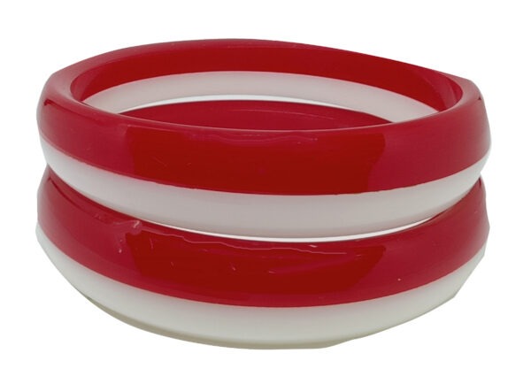 Acrylic  Bracelet Pola Red & White Half Half Bangle Pack of 2