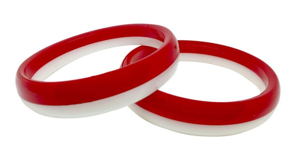 Acrylic  Bracelet Pola Red & White Half Half Bangle Pack of 2 - Image 3