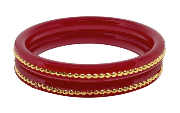 Gold Plated Bengali Bangle Red Pola For Women Pack of 2 - Image 6