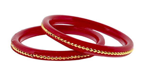 Gold Plated Bengali Bangle Red Pola For Women Pack of 2 - Image 7