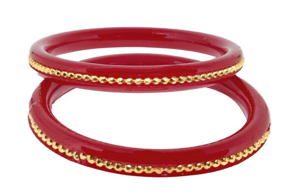 Gold Plated Bengali Bangle Red Pola For Women Pack of 2