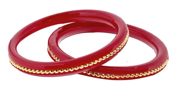 Gold Plated Bengali Bangle Red Pola For Women Pack of 2 - Image 9