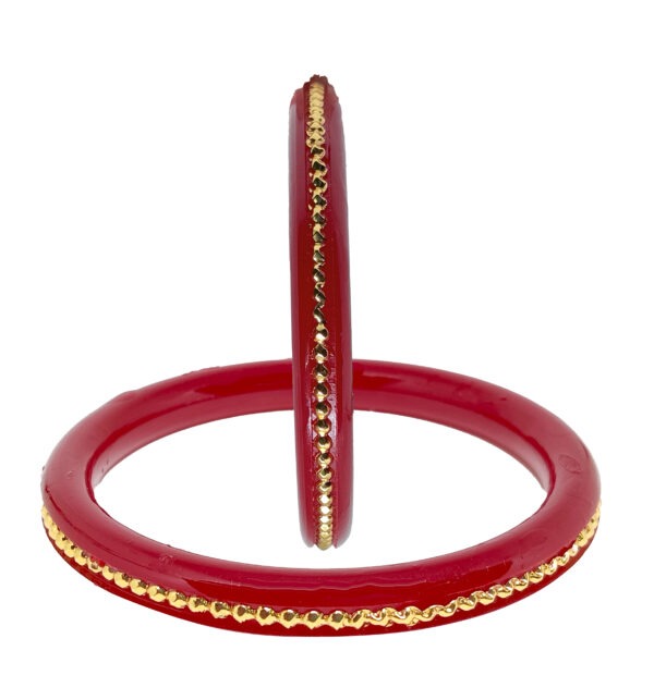 Gold Plated Bengali Bangle Red Pola For Women Pack of 2 - Image 10