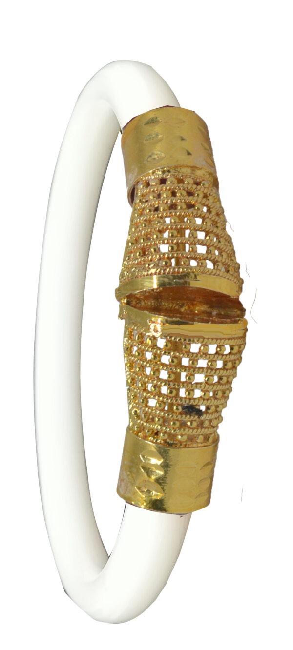 Gold Plated Plastic Bengali White Bangle 1 Pair - Image 4