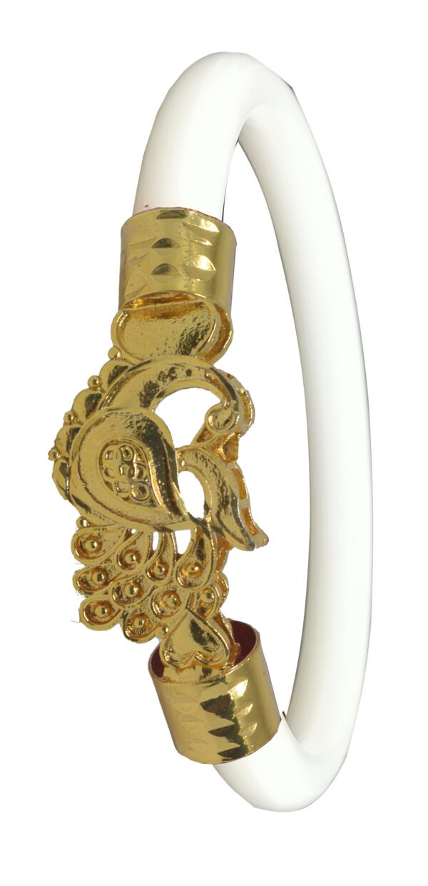 Gold Plated Plastic Bengali White Bangle 1 Pair - Image 4