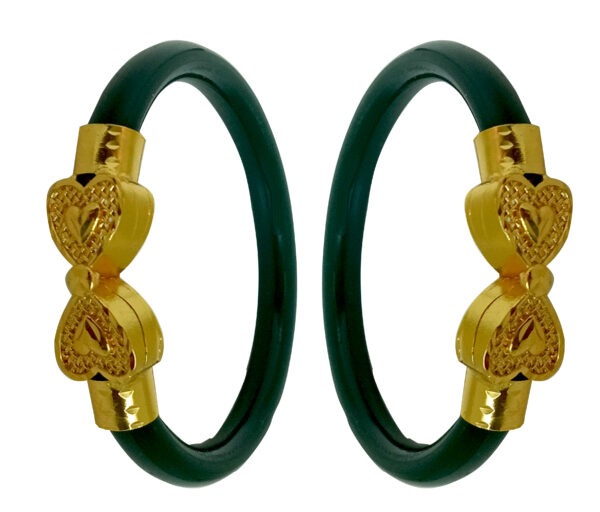 Gold Plated Plastic Bengali White Bangle 1 Pair - Image 9