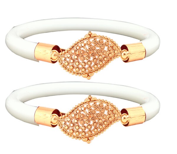 Gold Plated Plastic Bengali White Bangle 1 Pair