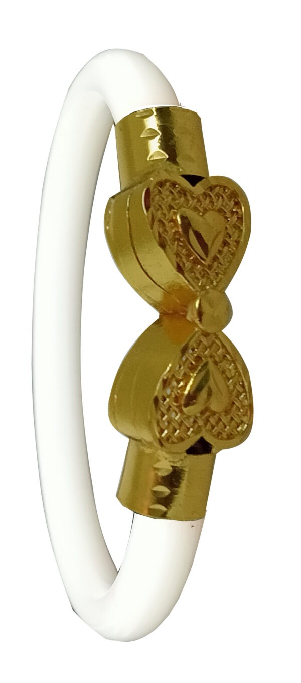 Gold Plated Plastic Bengali White Bangle 1 Pair - Image 4