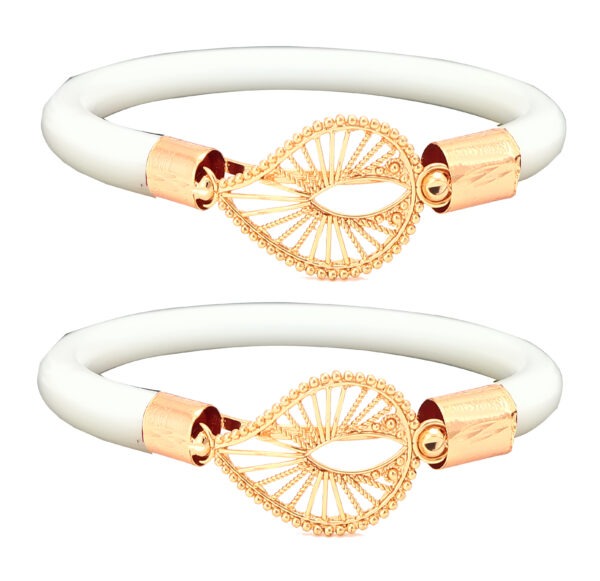 Gold Plated Plastic Bengali White Bangle 1 Pair