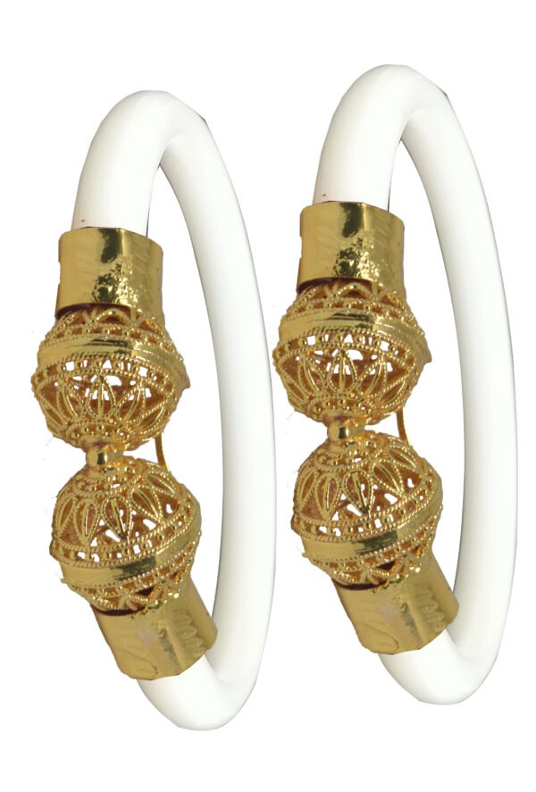 Gold Plated Plastic Bengali White Bangle 1 Pair