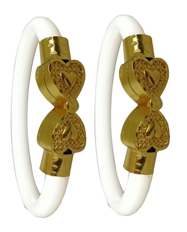 Gold Plated Plastic Bengali White Bangle 1 Pair