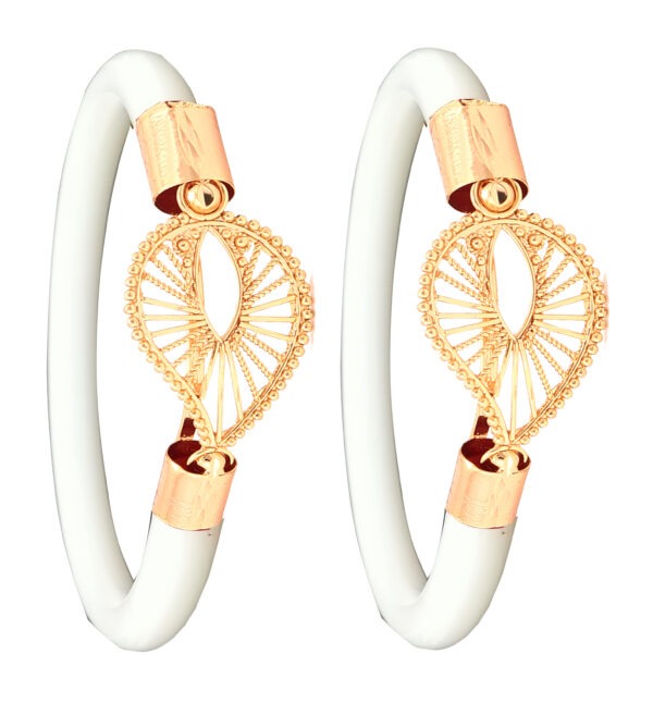 Gold Plated Plastic Bengali White Bangle 1 Pair - Image 4