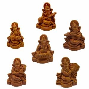 Terracotta Ganesha figurines with Indian musical instruments Dholok,Flute,Guiter,Harmonium,Sarod,Tambourine
