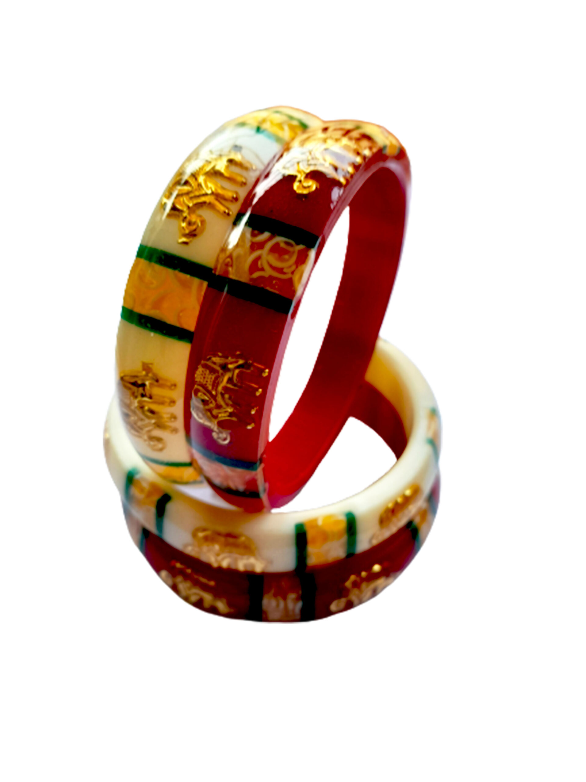 Gold Plated Laminated Acrylic Shakha Pola Bangle Multicolor Set Of 4 gold-plated-laminated-acrylic-shakha-pola-bangle-multicolor-set-of-4