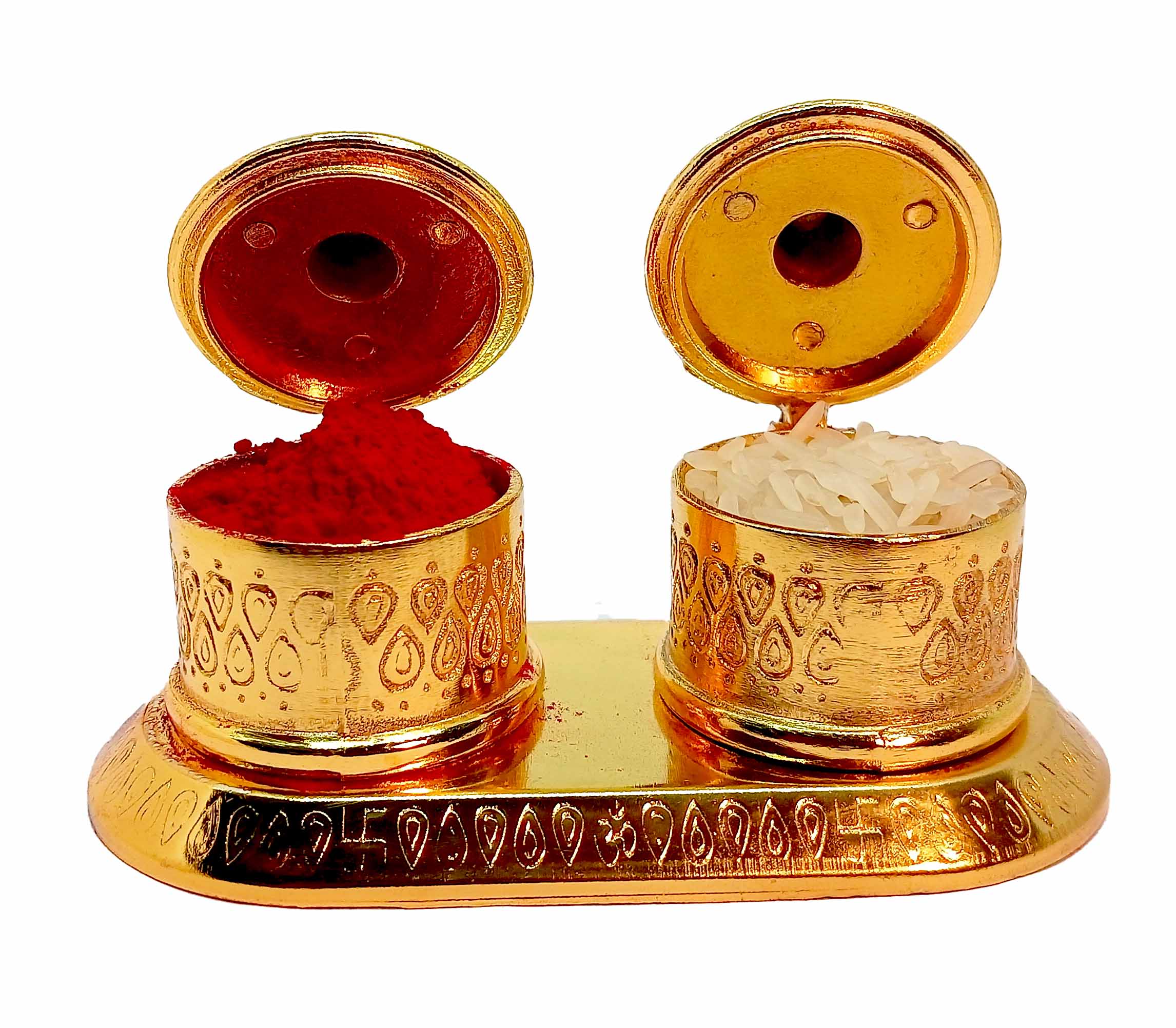 Jhapi Box Aluminium Beautiful Kumkum Chawal Box for Pooja Decorative Showpiece ...