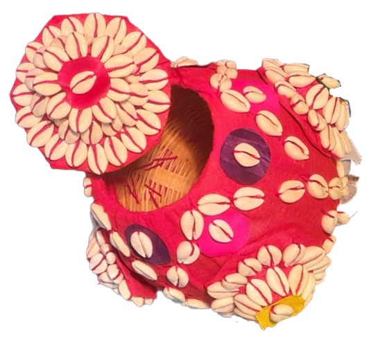 Jhapi Box Bamboo Lakshmi Jhapi Puja Basket with Cowrie Shells